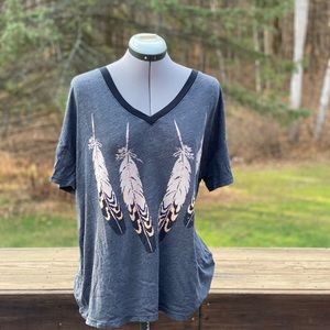 Wildfox Feather V-Neck Tee